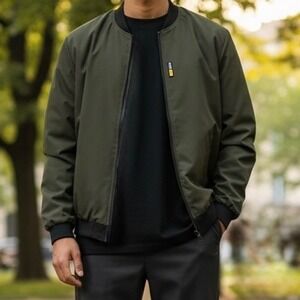 Best Casual Style Mens Olive Green Lightweight Bomber Jacket Sz XL Full Zip NWOT